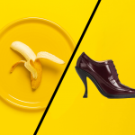 banana peel and a shoe