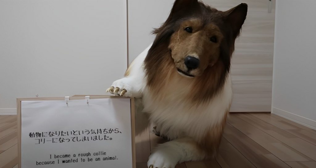 japanese man in dog costume
