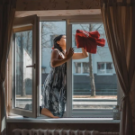 lady cleaning windows
