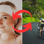 woman showing skin and man cycling