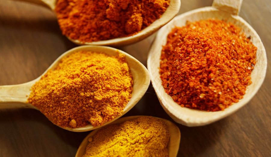 four different spices including turmeric