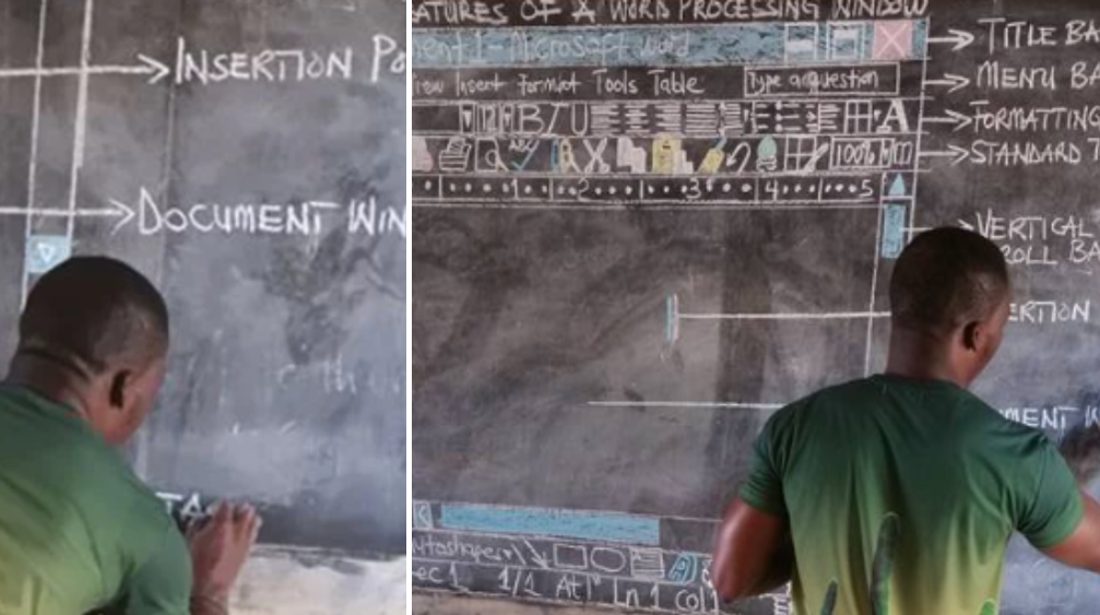 Ghanaian teacher uses blackboard