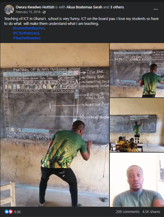 Richard Appiah Akoto, the Ghanaian teacher who uses blackboard to teach software