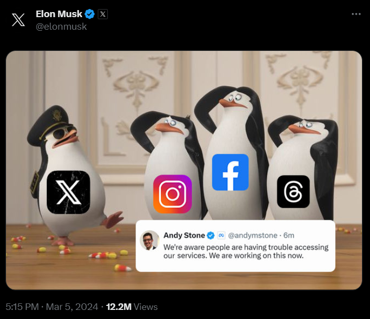 instagram down Elon Musk Tweet