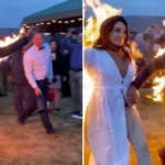 Bride and groom set themselves on fire