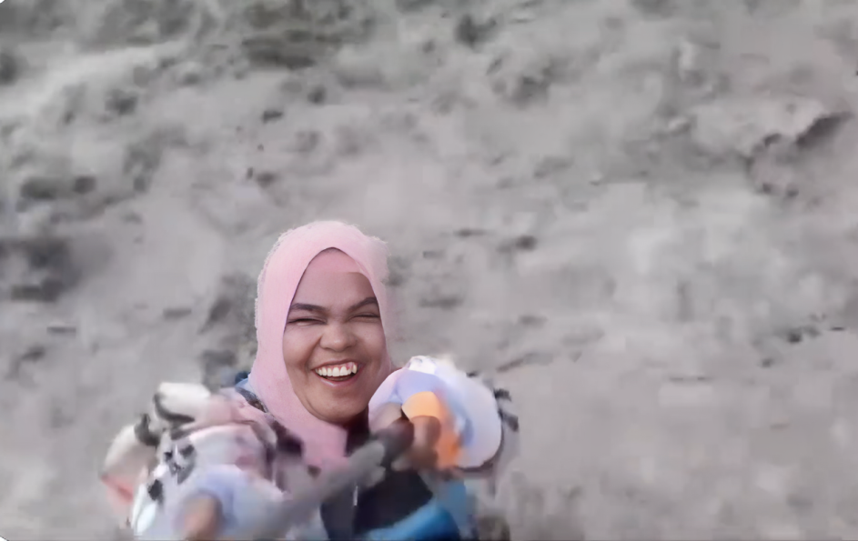 woman films tsunami selfie