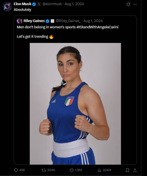 Elon Musk women's sports tweet