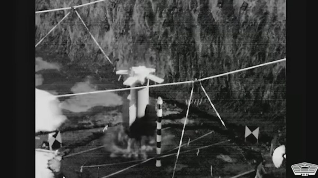 Pentagon footage 15-tonne bombs hitting underground site

