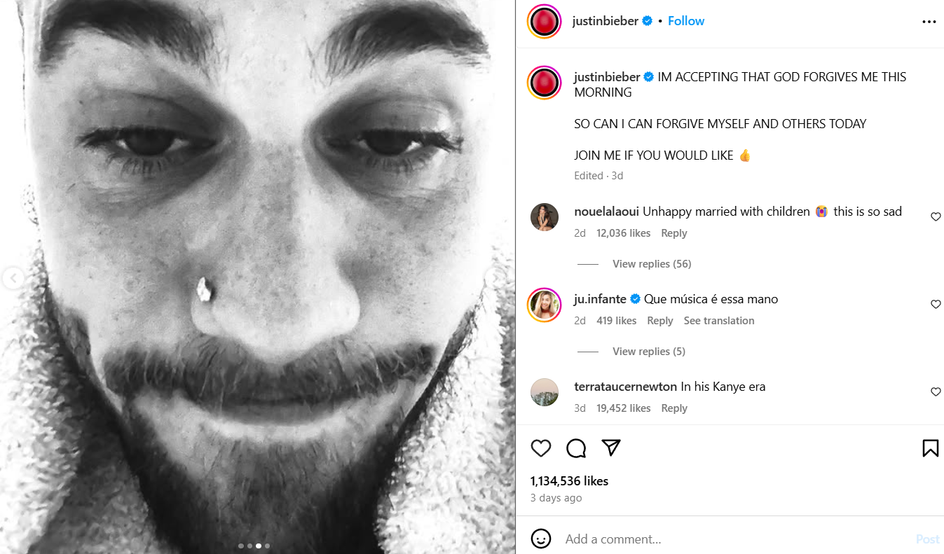 Justin Bieber cryptic posts