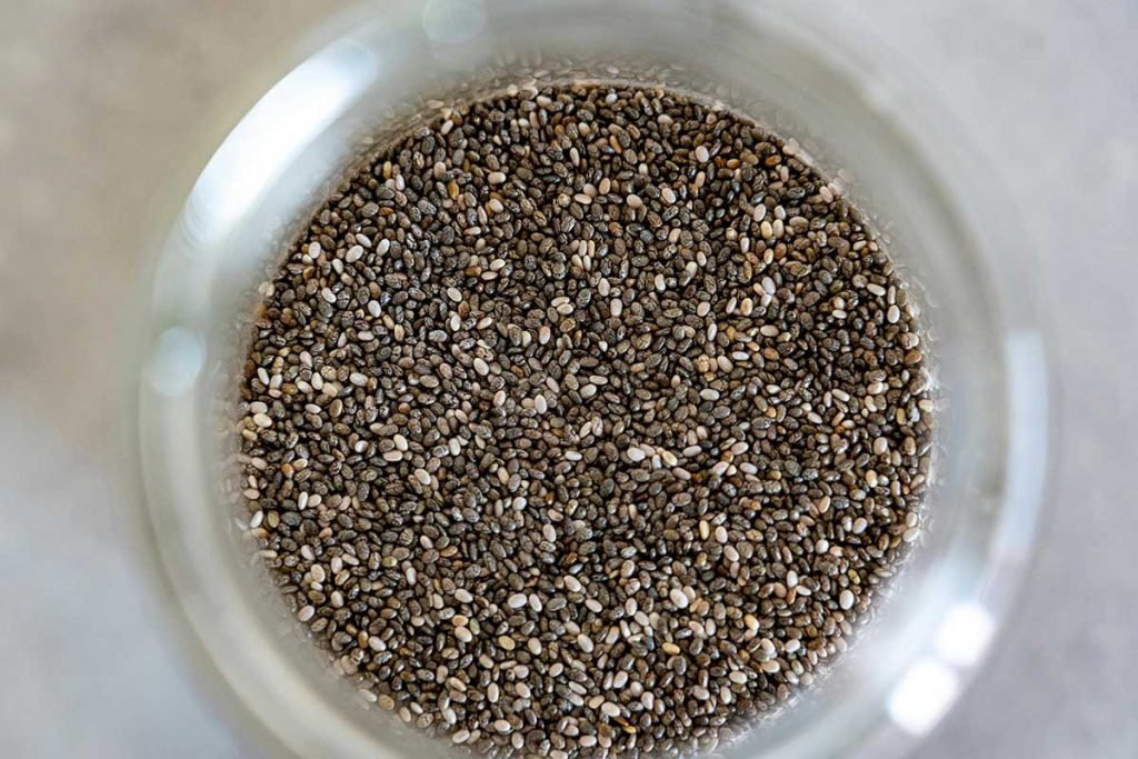 A jar filled of chia seeds