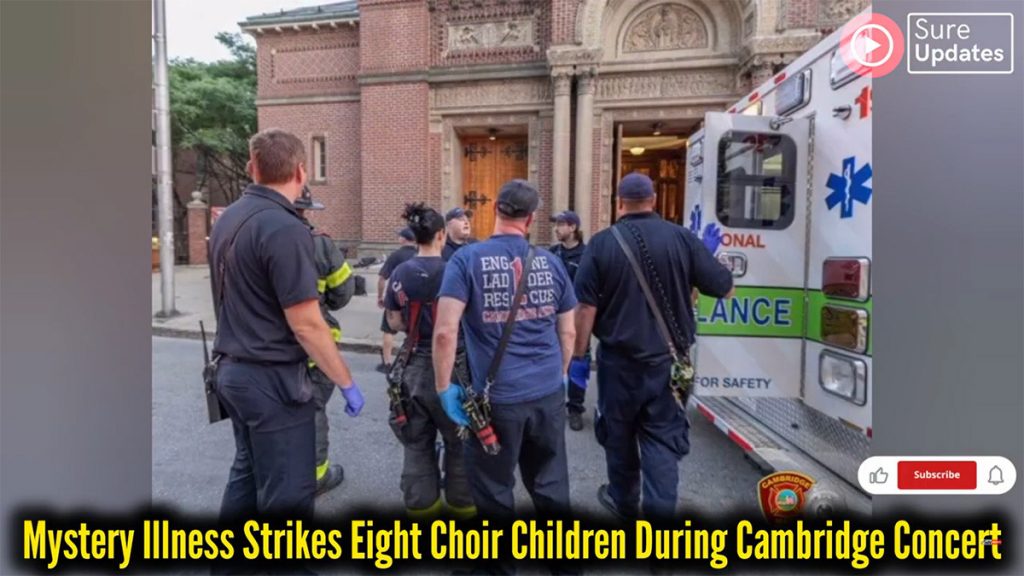 Firefighters respond after eight children suffer seizures during live church performance near Harvard.

