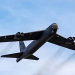 A flying B-52 Bomber