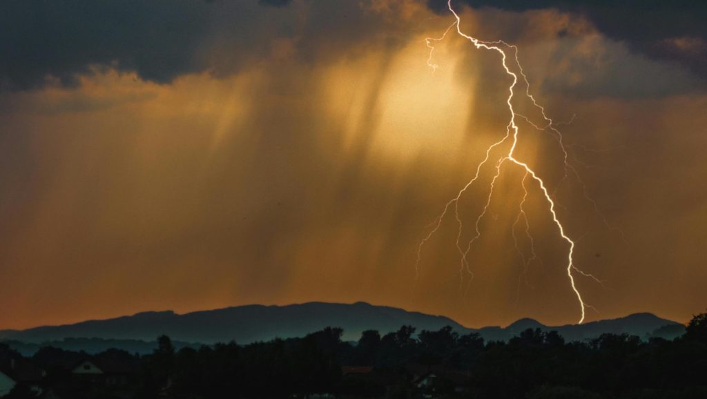 Image of lightning on Yellow Sky-