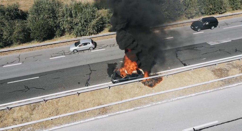 "Burned Tesla Cybertruck wreckage where Tesla Cybertruck owner dies in Texas crash"

