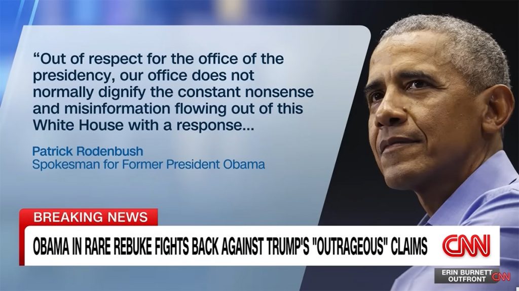 Obama spokesperson delivers firm Obama statement on Trump treason claim.

