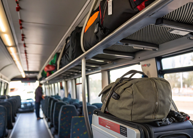 suitcase luggage bus