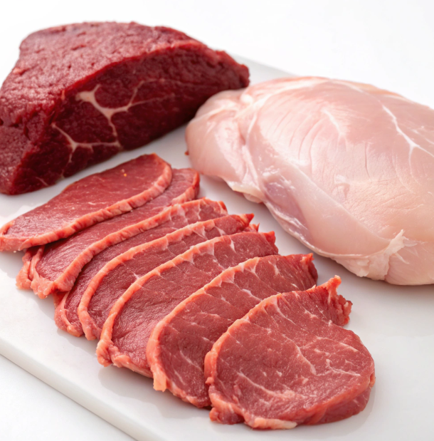 rare beef chicken meat